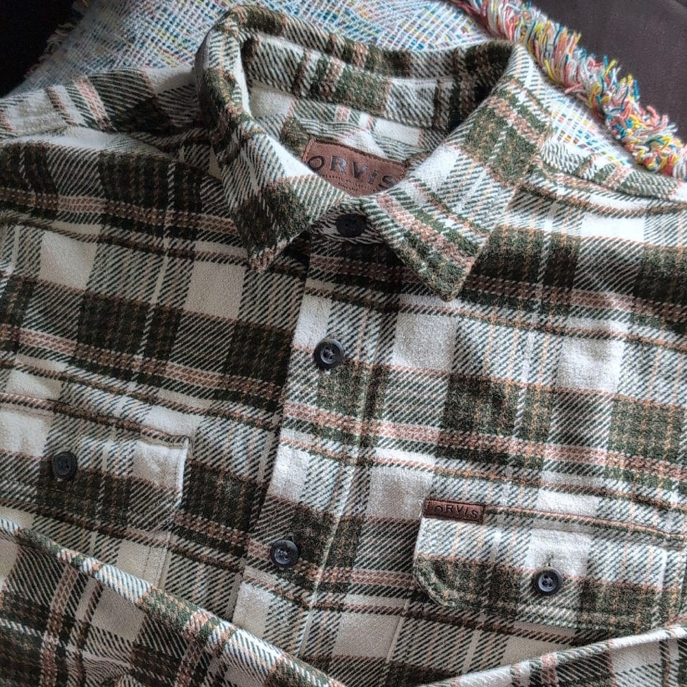 Orvis Olive and Cream Plaid Shacket